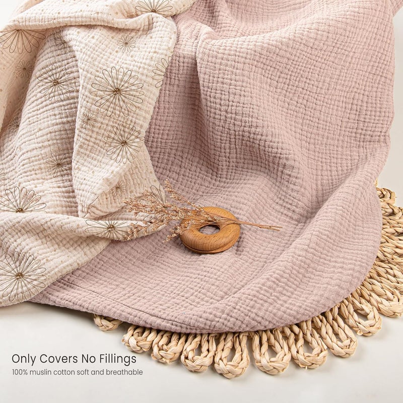 Termichy Baby Lounger Covers Muslin: Soft and Breathable Slipcover for Snuggle Me Lounger - Machine Washable & Zipper-Free for Safe Daily Use - Pink Floral for Girls - Image 3